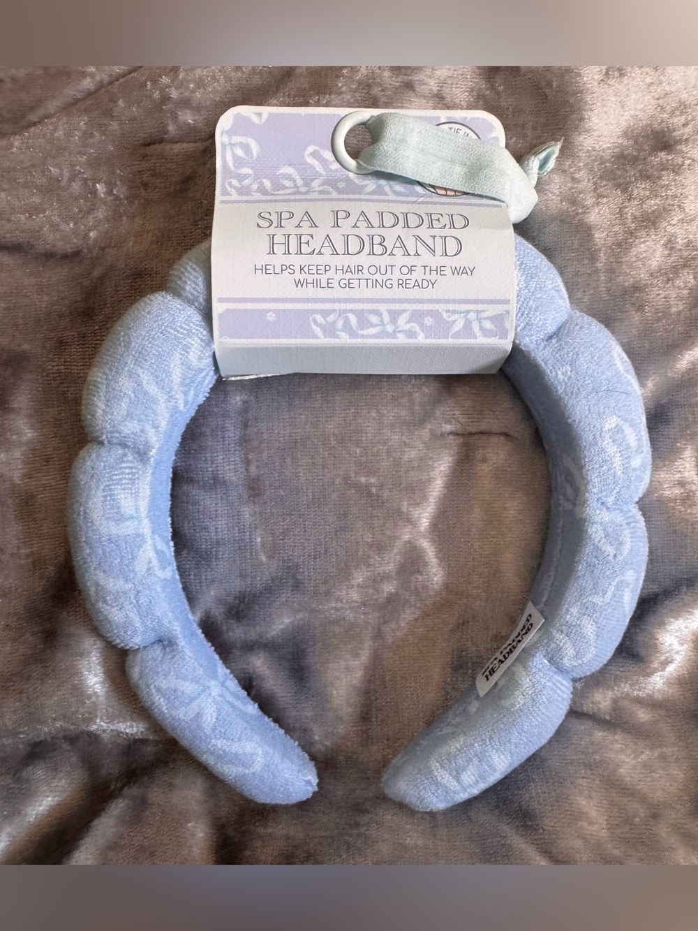 🫧NWT- Spa Padded Light Blue w/white ribbons Headband🫧
